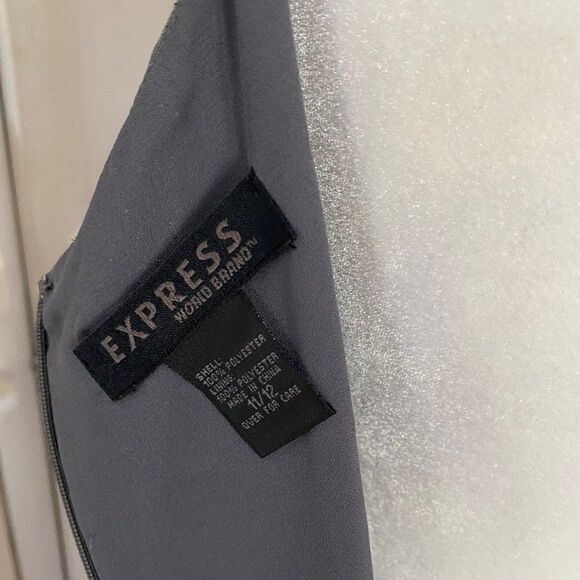 Express Gray Silver Threaded Spaghetti Strap Knee length Dress SZ 11/12 - Picture 10 of 11